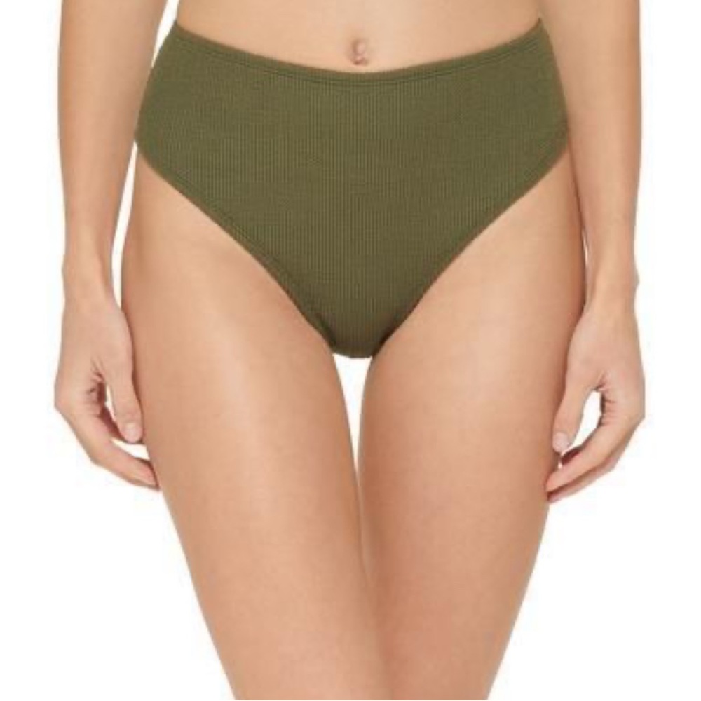 DKNY Womens Ribbed
High-Waist Swim Bottom Separates
Olive Green High-Waisted, XS